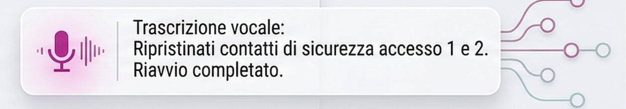 La nota vocale dell'ingegnere trascritta automaticamente e allegata al ticket